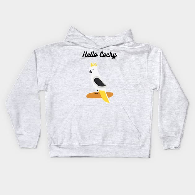 Hello Cocky Cockatoo Australian Kids Hoodie by DestinationAU